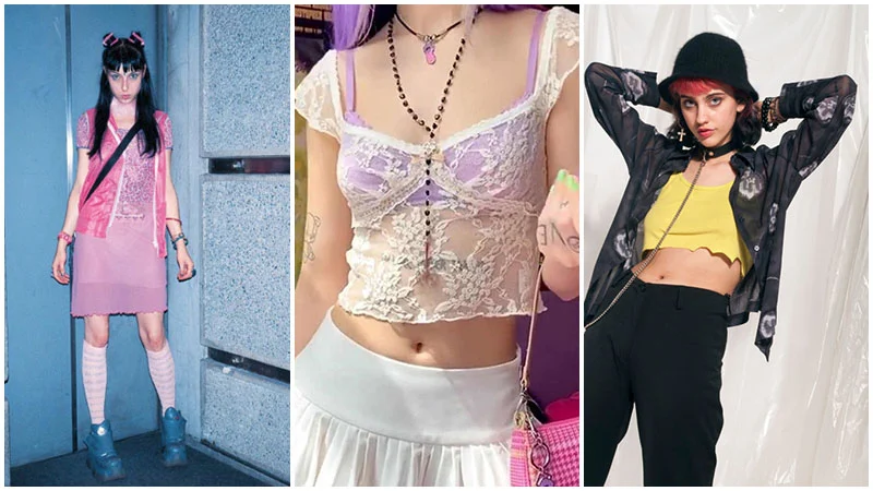 لباسهای شفاف بدن نما و ناف نما استایل Y2K